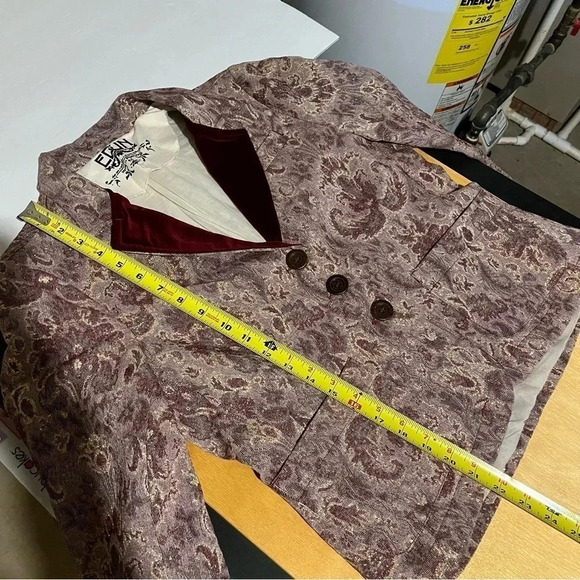 Edun Women's Floral Print Metallic Three Button Blazer 3/4 Sleeves Multicolor M - Picture 11 of 11